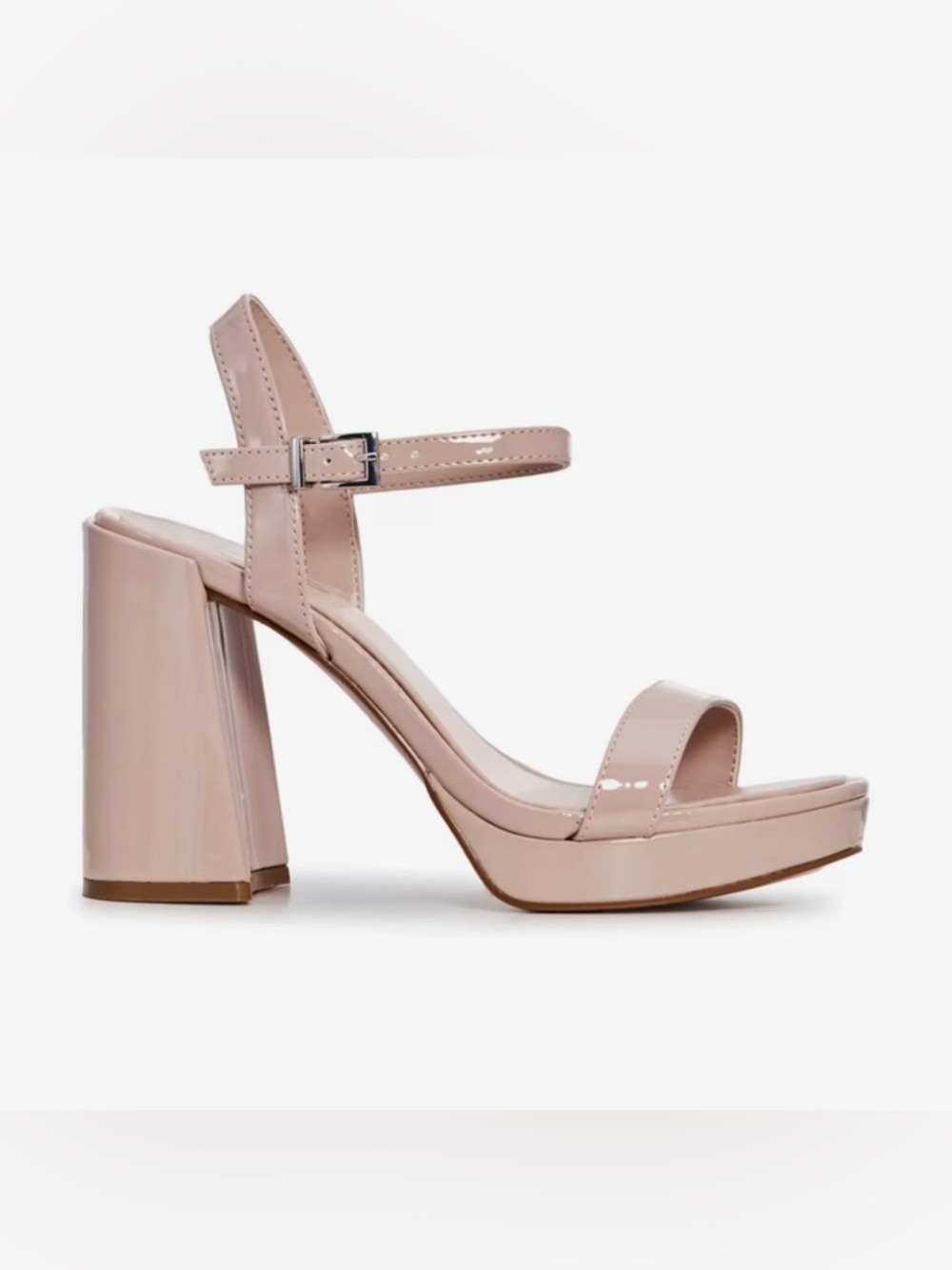 Nude Square Toe Heeled Platform Sandals 9.5W